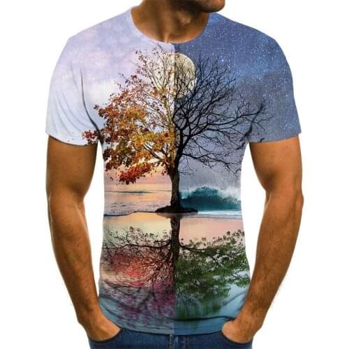 Landscape Tree T-shirt Summer Leisure Natural Scenery Full Version 3D Printing T-shirt Cool Mens T-shirt 3DT Shirt Male 110-6XL