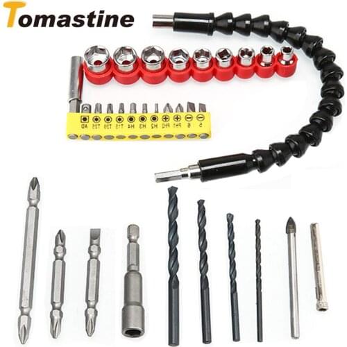 32pcs/set 295mm Electronics Drill Connection Flexible Shaft Bits Extension Screwdriver Bit Holder Power Tool Steel Accessories