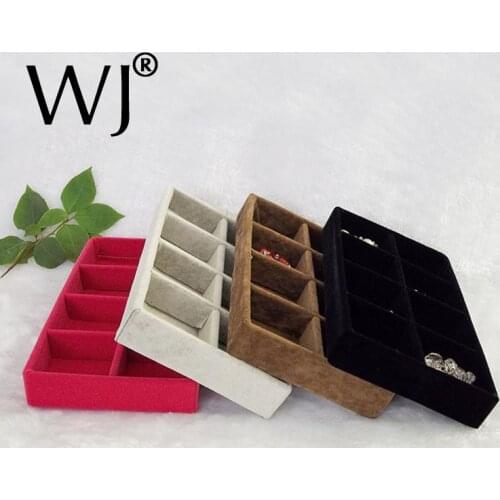 Hot Sale 4pcs/lot Necklace Bead Bracelet Ring Display Tray Storage Box Velvet Jewelry Cases 4 Colors[ Red, Brown, Grey, Black]