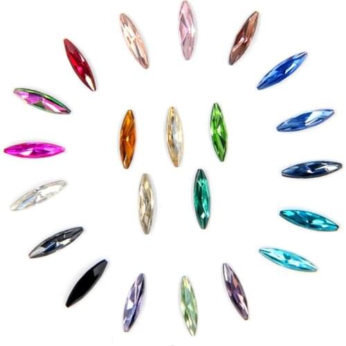 Hot sale 4x15 10x35 13x18 mm Navette shape Point back Glass Crystal Fancy Stones Marquise for Garment loose beads Factory Direct