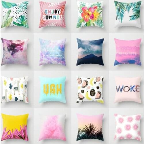 Personality Painted Plant Starry Sky Abstract Geometry Hot Sale Net Celebrity Pillowcase Car Cushion Sofa Cushion Pillow