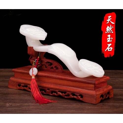 2021 HOME Company shop Bless safe Good Luck bring wealth Mascot PING AN White jade RU YI FENG SHUI decorative Statue talisman
