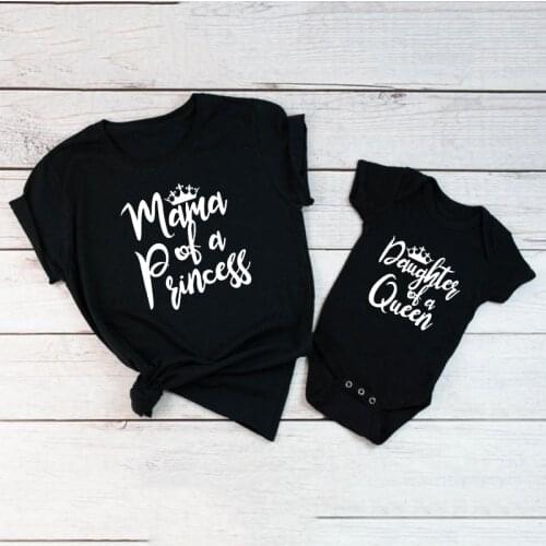 Mama and Daughter/son Print Mommy and Me Clothes Summer Fashion Tshirt Baby Girl Romper Family Women Mom Girl Boys