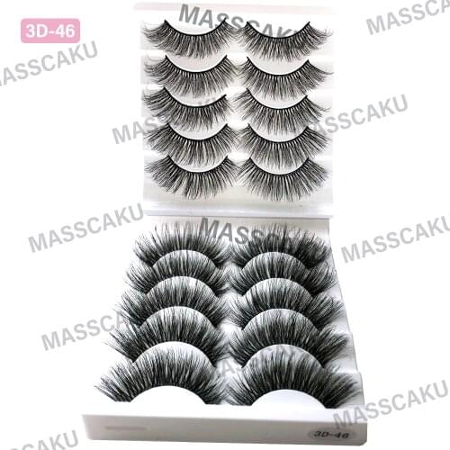 MASSCAKU 5 Pairs 3D Mink Lashes Full Strip Cruelty Free Luxury Mink Eyelashes Makeup Lash maquiagem faux cil