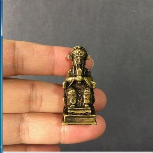Copper statue Collectable Chinese Brass Carved The God Of Wealth Mammon Exquisite Small Statues