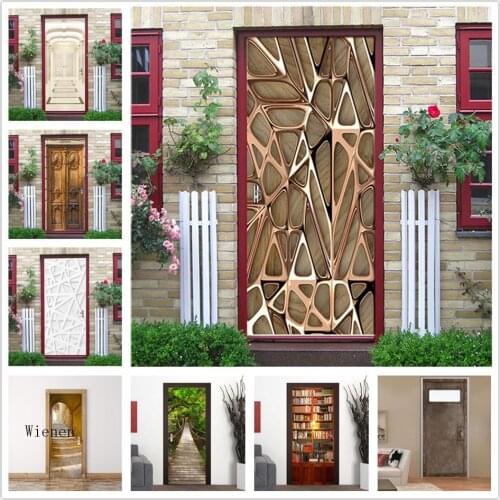 Metal Lines Door Sticker Peel and Stick Wallpaper Wall Art Mural Decals Waterproof Posters for Living Room Bathroom Home Decor