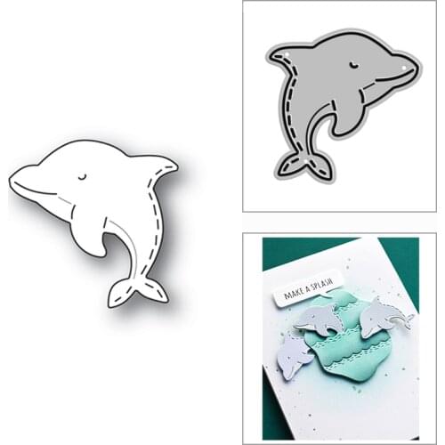 New 2021 Lovely Stitched Dolphin Metal Cutting Dies for DIY Scrapbooking and Card Making Decorative Embossing Craft No Stamps