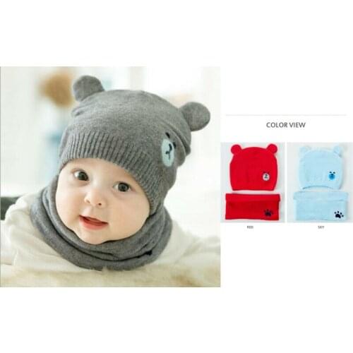 Cute Baby Toddler Winter Beanie Hat And Neckerchief Knitted Cap For Boy Girl