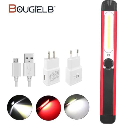 Powerful Work Light COB LED Flashlight Magnetic 5 Mode Work Lamp USB Rechargeable Torch Inspection Light with Red/White Light