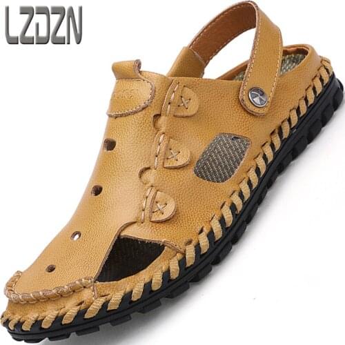 Mens Leather Shoes Leather Sandals Summer Slippers Mens Shoes Summer 2021 New Original Chaussure Homme Zapatos De Hombre
