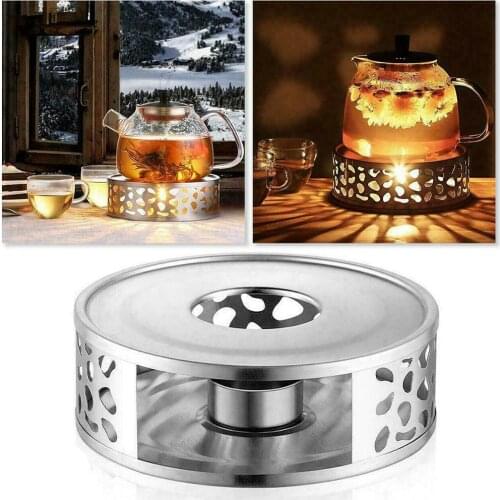 Stainless Steel Candle Round Base Heater Coffee Tea Teapot Light Warmer Holders
