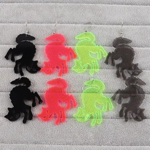 New Punk Transparent Neon Pink Cat Acrylic Earrings for Women Girls Animal Long Dangle Earrings Halloween Party Jewelry Gifts