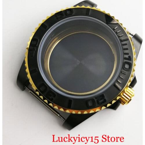 New Black Watch Case 40mm with Brushed Bezel Sapphire Glass Fit ETA 2836 MIYOTA Movement