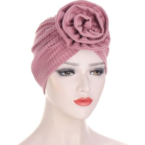 New Flower Muslim Hijab Women Beanie Chemo Cancer Cap India Cap Under Scarf Bone Bonnet Neck Cover Muslim Women Hair Accessories