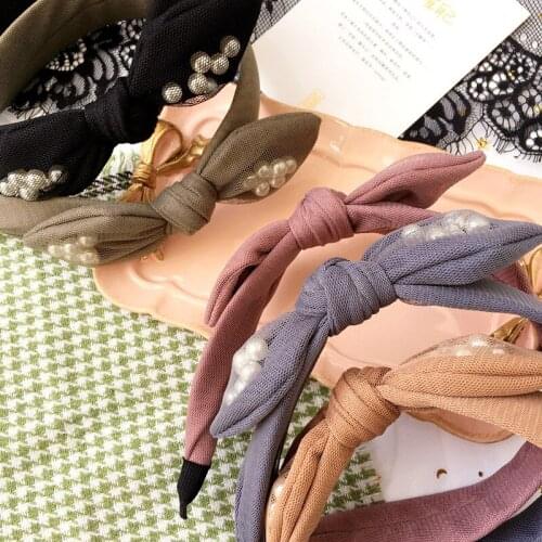Fashion Rabbit ears Hair Hoop Headband Hairband for Women Girls Lace Pearls Bow Hair Band Hair Accessories