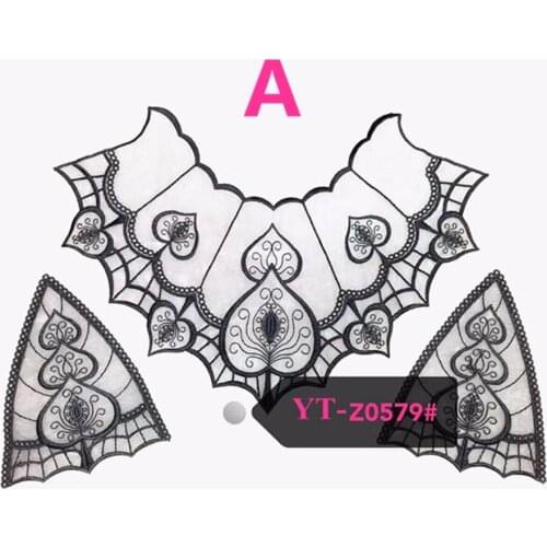 Common size net base tiny polyester yarn embroidery collar applique, embroidery fake collar,XERY-YT180411B