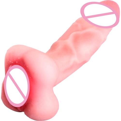 2 in 1 Realistic Dildo with Vagina Pussy Penis Sleeve Cock Extender Masturbator Sex Toy for Men Women