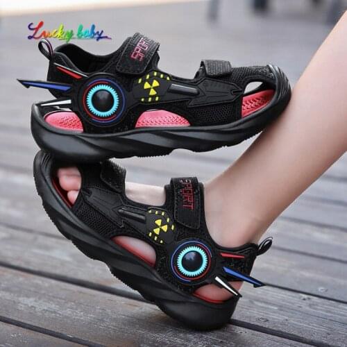 Children Boys Sandals High qualtiy Leather Cut-outs Child Summer Big Boy Sandalias Childrens Shoes Kids Canvas Rain Flats