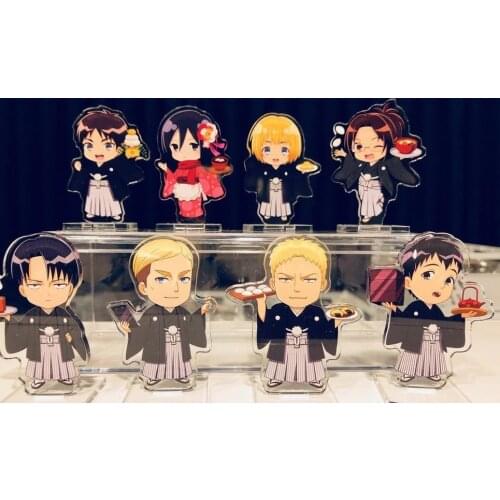 Attack on Titan Armin Arlert Mikasa Levi Ackerman Erwin Smith Eren Jaeger Kimono Series Cartoon Acrylic Stand Model Plate Decor