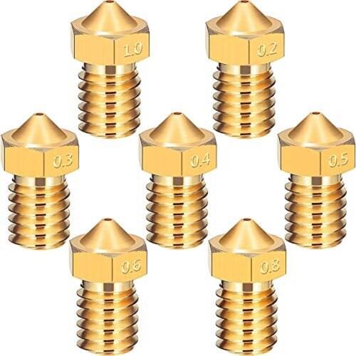 New 1pcs 3D Printer Parts V5 V6 M6 threaded Nozzle 0.2 0.25 0.3 0.4 0.5 0.6 0.8 1.0mm for 1.75mm 3.0mm filamnet Full Metal E3D