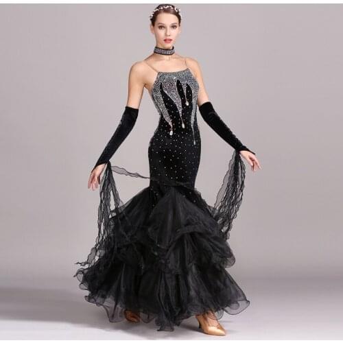 Modern Dance Costume Women Ladies Adults Waltzing Tango Dancing Dress Ballroom Costume Evening Party Dress