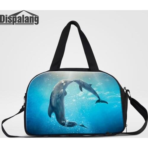Dispalang Women Duffle Bags Animal Dolphin Printing Travel Bag For Teenage Girls Female Hand Luggage Gym Handbag Weekender Bags