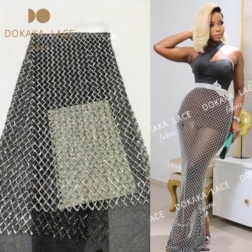 Unique Sequined Tulle Mesh African Lace Fabric Indian Simple Sequines Design Mesh Lace Fabric For Evening Party Dress Sewing