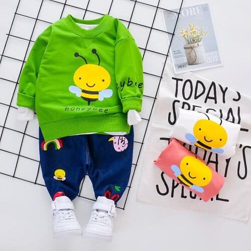 Baby Boys Spring Autumn Clothing Set Cartoon Tops+pants 2pcs Infant Girls Outfits For Infant Letter Style Clothing