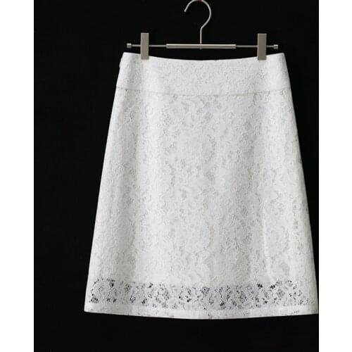 A-word white lace 2021 womens summer new skirt thin mid-skirt skirt hip see through floral lace skirt women Embroidery