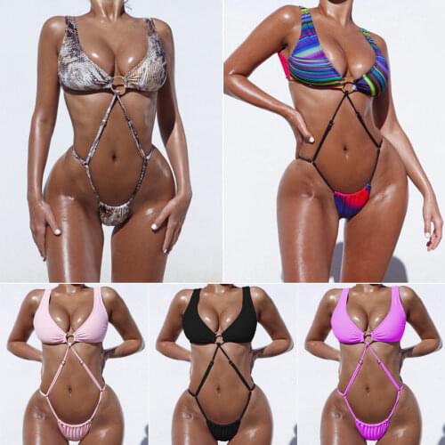 Bikini 2021 Women Push Up Sexy Swimwear New One Piece Swimsuit Solid Color Snake Spandex Sierra Surfer Plus Size Female Big Swim