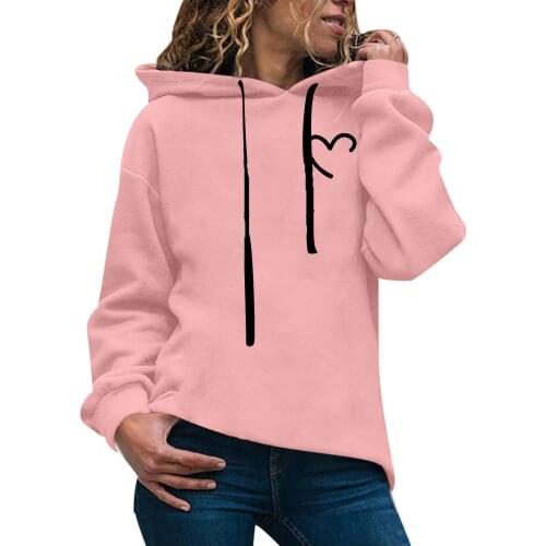 Heart Hoodie Women 2021 Fashion Print Round Neck Long Sleeve Hoodies Sweatshirts Harajuku Pullover Clothes Moletom Feminino