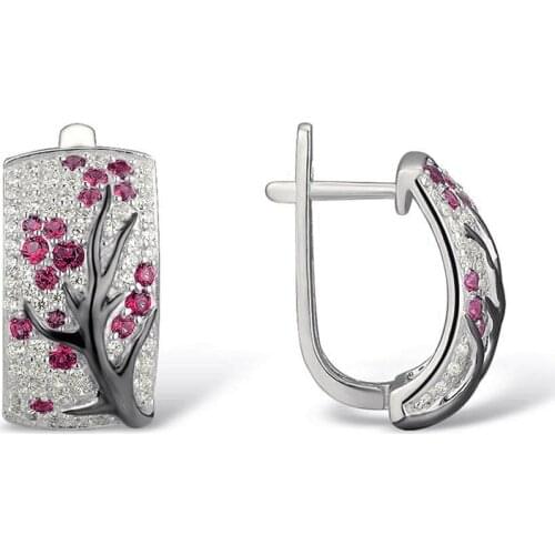 Micro Zircon Clip On Tree Branch Earrings for Women Exquisite Tree Branch Flower Earrings 2019 Silver Color