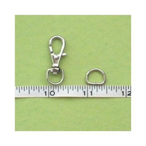 5/16 inch D head inside wide (8mm) Nickel Lobster Swivel Clasps Clips and Nickel D ring 100sets/lot