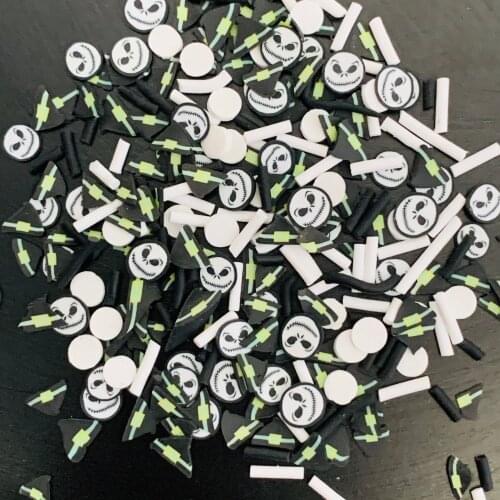 50g Ghost Mixed Pumpkin Black hat Polymer Clay Slices Sprinkles for Kids Diy,Craft Nail Art/Scrapbook Decoration Filler