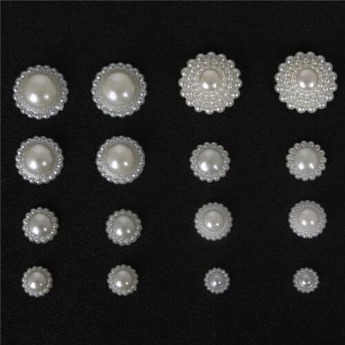 60-600pcs/bag Flat Back Cabochon Imatation Plastic ABS Pearl Flower for DIY Jewelry Beads Craft Phone Decoration