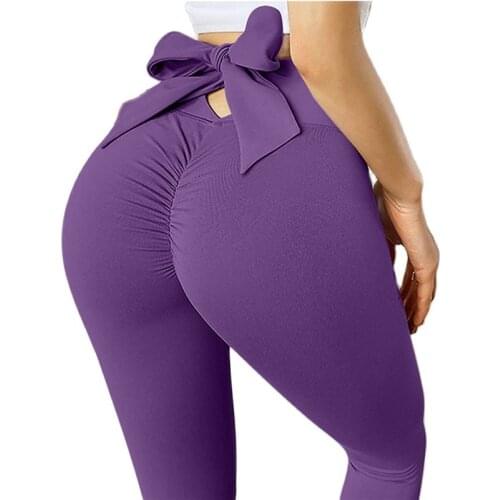 Bowknot Yoga Pants High Waist Solid Color Yoga Leggings Fitness Running Tights Fashion Casual Novelty Sport Trousers