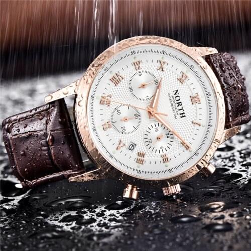 NORTH Luxury Brand Men Watch Fashion Sport Quartz Watches Men Leather Waterproof Business Military Watches Men Relogio Masculino
