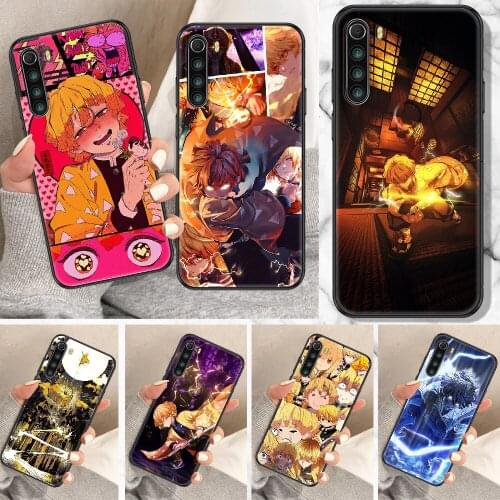 Demon Slayer Agatsuma Zenitsu Phone Case For Xiaomi Redmi Note 7 8 9 10 7A 8T 9A 9T 9S 10S Pro black 3D back silicone waterproof