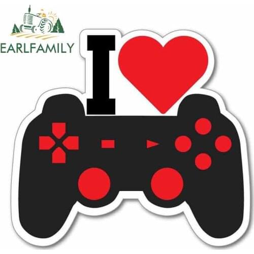 EARLFAMILY 13cm x 11.9cm For I Love Gaming Game Controller Fashion Decal Digitally Printed Car Repair Sticker Bumper Decoration