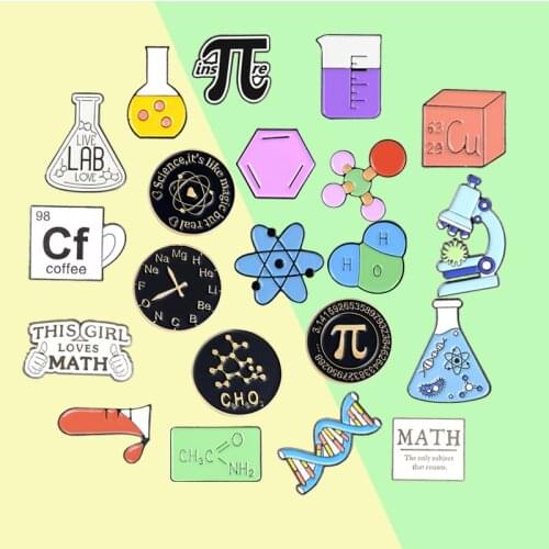 Laboratory Instrument Enamel Pins DNA Atomic Symbol Brooches Badge Decoration on Backpack Caps Gift for Student Scientist