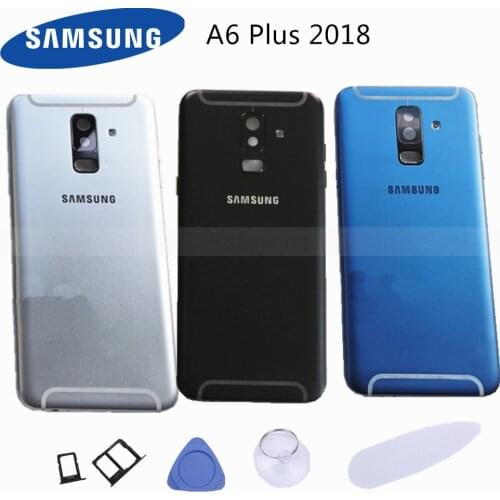 Samsung Galaxy A6 Plus 2018 A6+ A605 A605F Housing Metal Middle frame Battery Back Cover+Camera lens+Side Buttons Replacement
