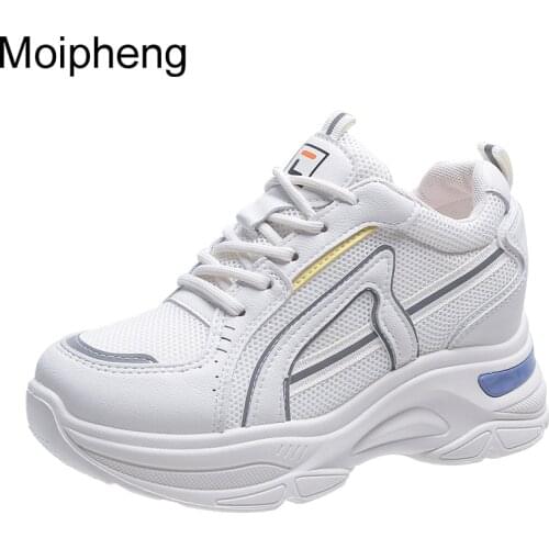 Moipheng Women Shoes Super High Heel Sneakers Female Mixed Colors Zapatos Para Mujer Chunky Sneakers Breathable Mesh Lady Shoes