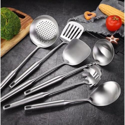 304 stainless steel pan shovel soup spoon kitchen set household frying shovel colander high-grade kitchen cooking spoon shovel