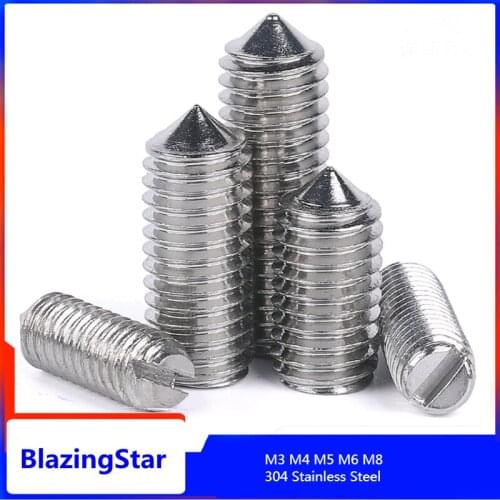 M3 M4 M5 M6 M8 304 Stainless Steel Slotted Tip Set Screw Slotted Top Screw Headless Tapered Screw Slotted Head Screw