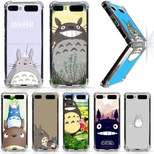 Airbag Shockproof Cover Phone Case for Samsung Galaxy Z Flip 5G z flip 6.7" TPU Soft Coque Cute Studio Ghibli totoro Capa Shell