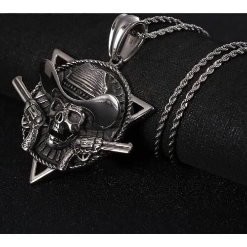Navy Wind Pirate Captain Personality Accessories Stainless Steel Pendant Mens Titanium Steel Punk Jewelry