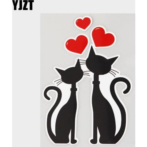YJZT 10.1CM×15.5CM Silhouette Of Two Cats In Love Decal PVC Car Sticker 11C-0289