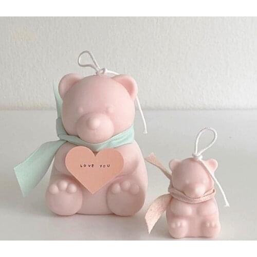 New 3D Stereo Bear Candle Mold DIY Handmade Aromatherapy Candle Mold Home Decoration Candle Ornaments Silicone Candle Mold