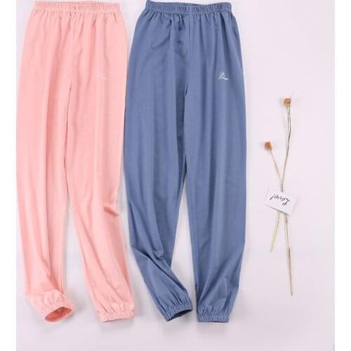 2019 New Women Cotton Casual Sleep Bottoms Large Size Elastic Waist Soft Pant Pajama Loose Pants Female Sleep Pants