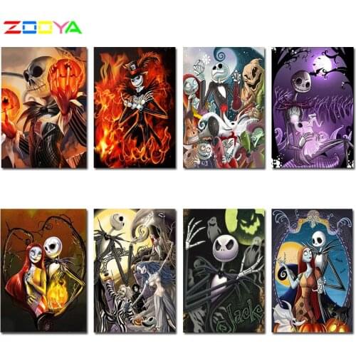 Full Square / Round 5D Diy Diamond Painting Halloween Skull Jack Arts Craft Diamond Embroidery Cross Stitch For Home Decor Lx759